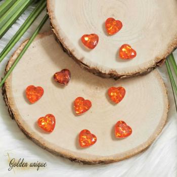 Herz - Glitzer - Kristallknopf - Orange -14 mm