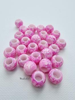 Großloch Perlen Color Points 12 mm Rosapink
