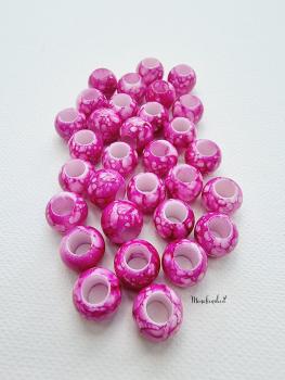 Großloch Perlen Color Points 12 mm Violette-Pink