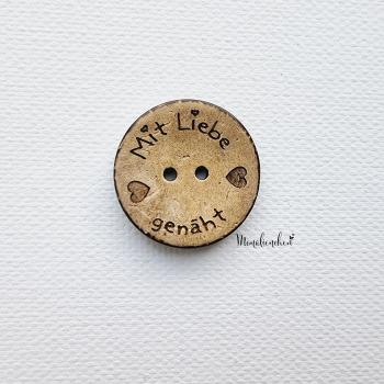 Kokosknöpfe Eigenproduktion "Mit Liebe genäht" 25 mm