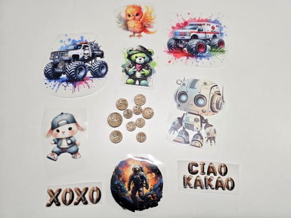 AKTION JUNGS 2 Bügelbilder und 10 Kokosknöpfe gratis