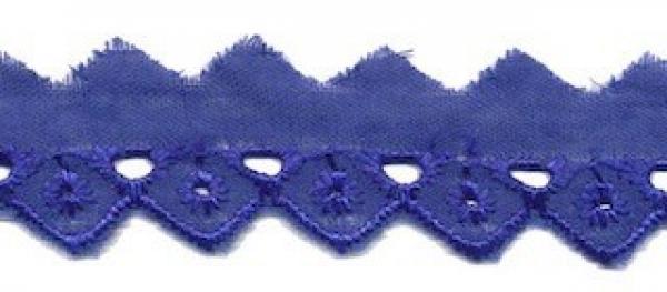Baumwoll - Wäschespitze 25 mm Blossom Royalblau mit Zackenkante