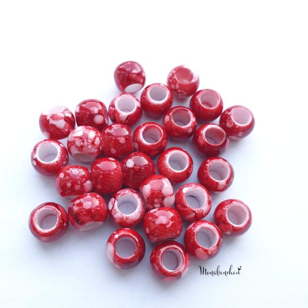 Großloch Perlen Color Points 12 mm Rot