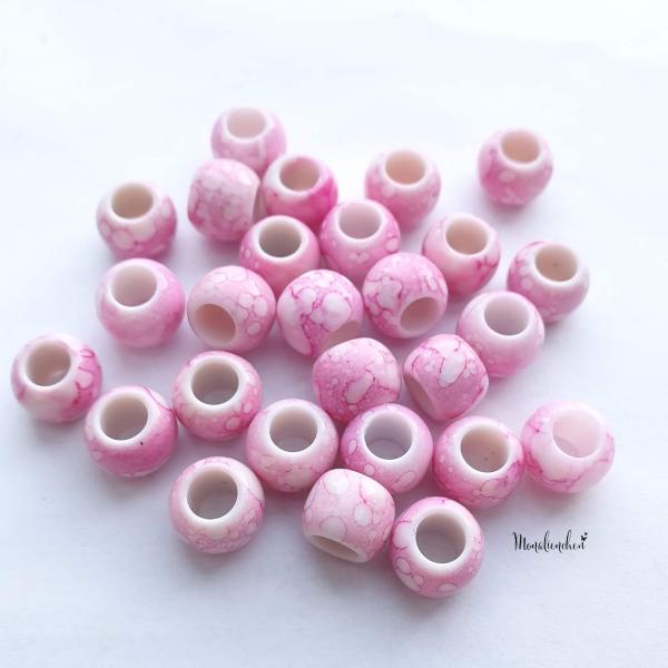 Großloch Perlen Color Points 12 mm Hellrosa