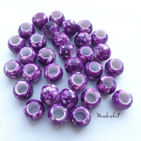 Großloch Perlen Color Points 12 mm Lila