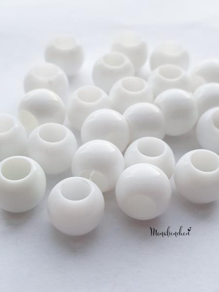 weiß Pastell- Perlen - Großloch - 11mm