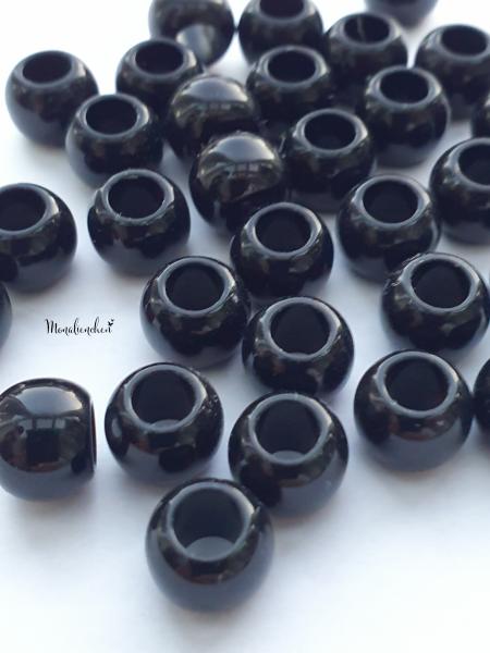 Großloch Perlen 8mm Schwarz