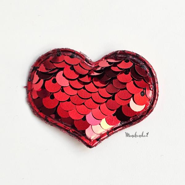 Herz Aufnäher / Applikation Pailletten Rot