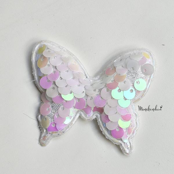 Schmetterling Aufnäher / Applikation Pailletten Perlmutt