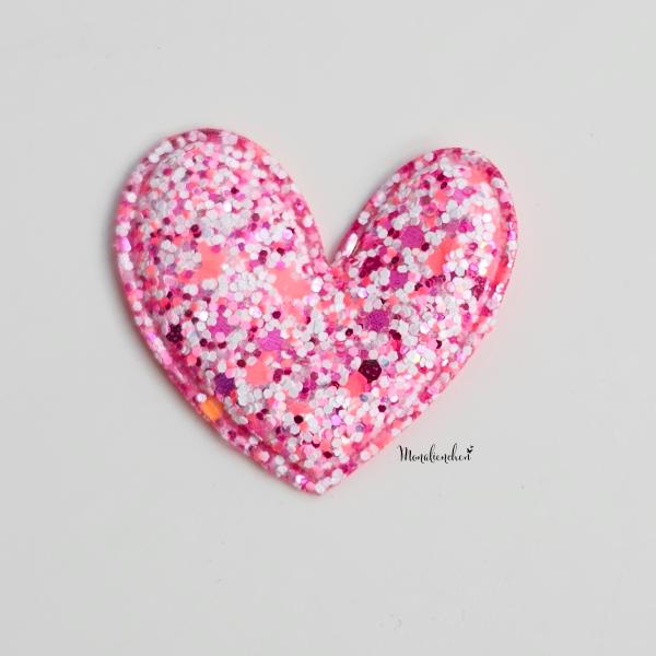Herz Aufnäher / Applikation Glitzer Glitter Pink