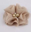 Tüll Blume - Blüte mi Perlen '"Cappuccino'' 5 cm
