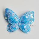 Schmetterling Aufnäher / Applikation Pailletten Hellblau