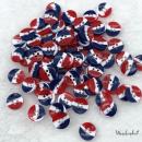 Three Colors 4 Loch Knöpf Rot,Weiß,Blau